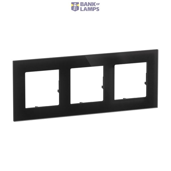 3 GANG PLATE BLACK GLASS image 1