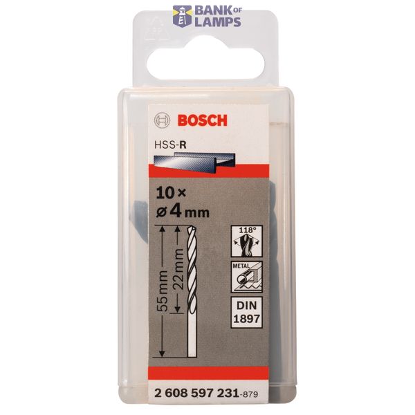 Stub drill bits, HSS-R, DIN 1897 4 x 22 x 55 mm 10 pcs. image 2