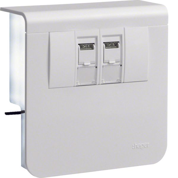 Device carrier data connection 2xCat.6A to SL 20x80mm pure white. image 1