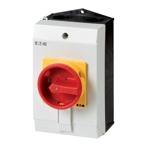P1-32/I2-SI Safety switch, P1, 32 A, 3 pole, Emergency switching off function, With red rotary handle and yellow locking ring, Lockable in position 0 with cover i image 4