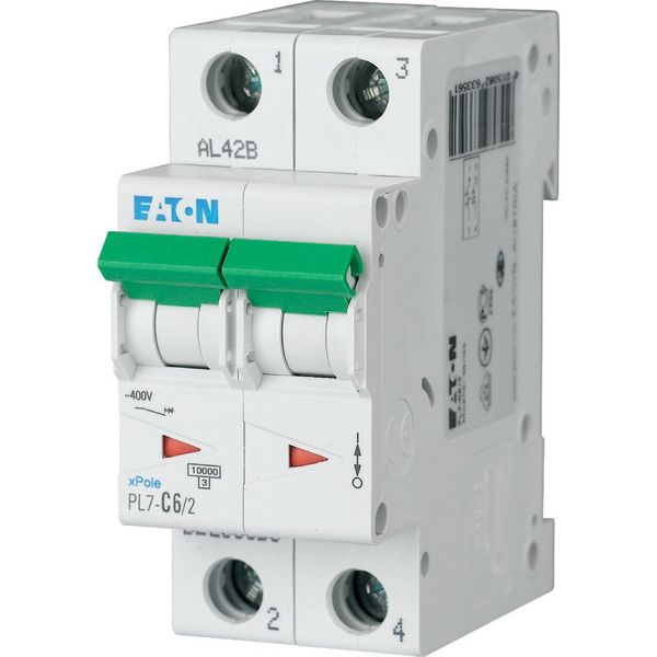 PL7-D6/2 Miniature circuit breaker (MCB), 6 A, 2p, characteristic: D image 2
