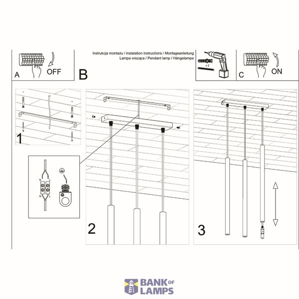 HANGING LAMP PASTELO 3 BLACK G9 3X40W IP20 image 7