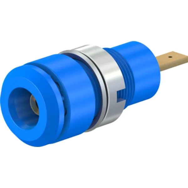2 mm socket, flat plug connection, mounting Ø 8.6 mm, CAT III, blue, 65.9098-23 image 1