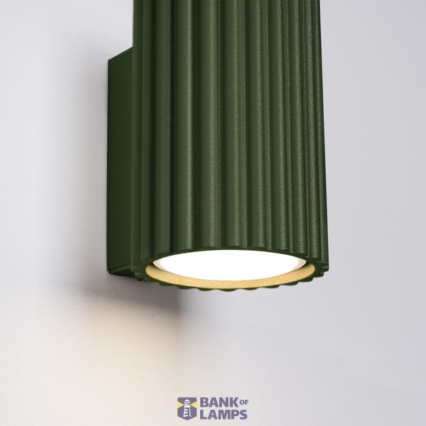 GREEN WALL LAMP WITH ELEGANT GROOVES ON THE LAMPSHADE FROM THE KARBON OLIVE GREEN SERIES image 7