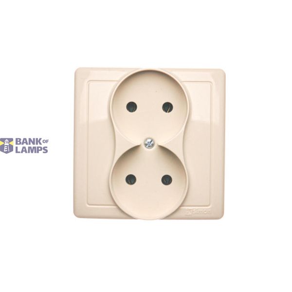 Double socket outlet without earthing, beige, 16A image 1