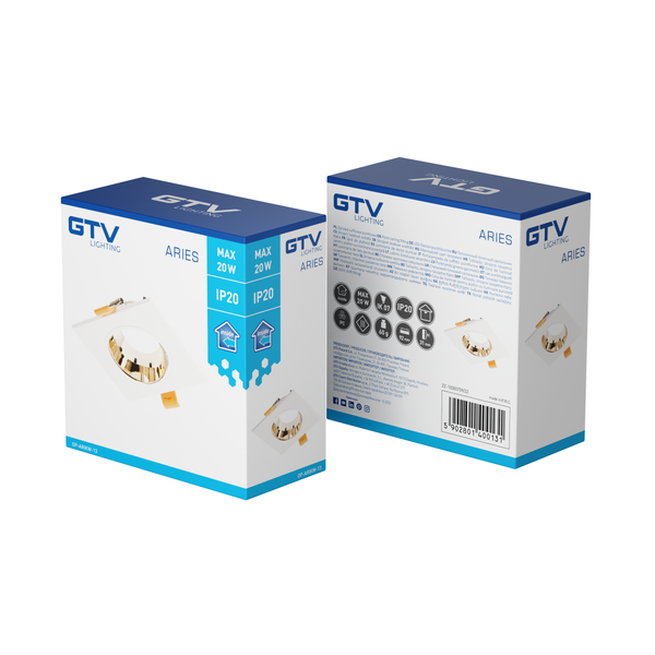 Spot luminaire housing ARIES IP20, PC, square, white/gold image 3