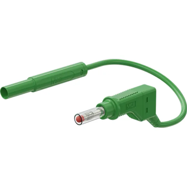 Measuring lead with (4 mm lamella plug, straight) to (4 mm lamella plug, straight), 2 m, green, PVC, 1.0 mm², CAT II, 66.1048-20025 image 1