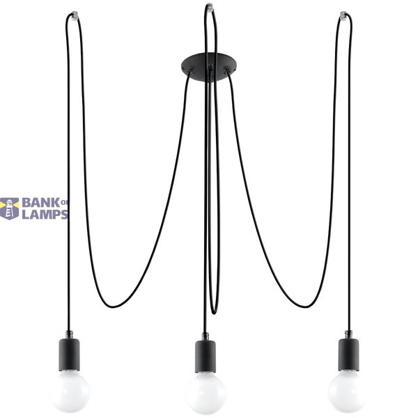 EDISON CHANDELIER 3 BLACK E27 3X60W IP20 image 2