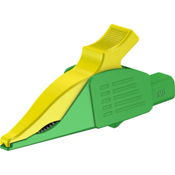Alligator clip, green/yellow, max. 30 mm, L 92 mm, CAT III, socket 4 mm, 66.9575-20 image 1