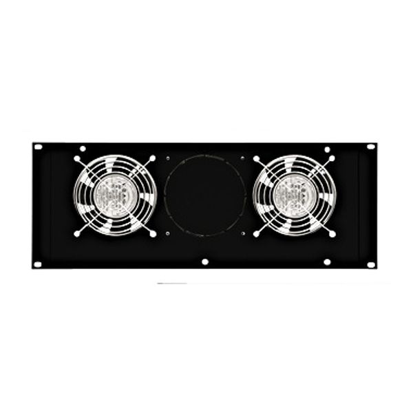 Roof fan-unit with 2 fans and thermostat, 19", 4U, RAL9005 image 1