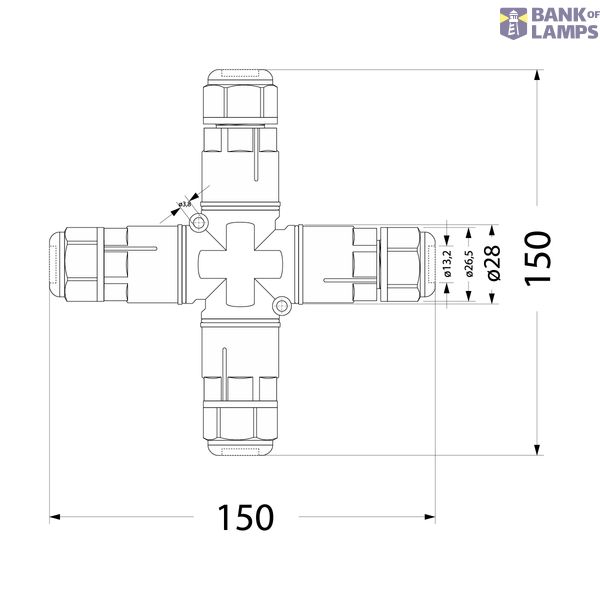 Cable connector SZPN 293X-4T, four-way, 3x1.5, 250V, 16A, IP68 image 2