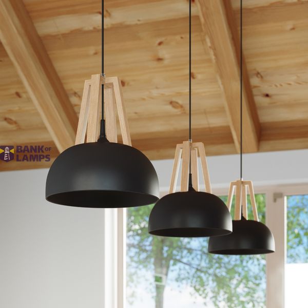 HANGING LAMP CASCO BLACK/NATURAL WOOD E27 1X60W IP20 image 5