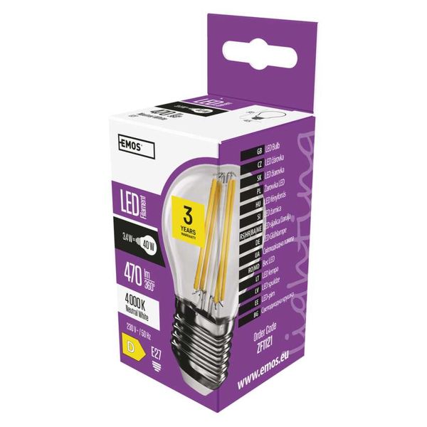 LED Filament Mini Globe / E27 / 3.4 W (40 W) / 470 lm / Neutral White image 1
