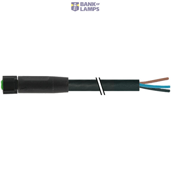 M8 female 0° A-cod. with cable Lite PUR 3x0.25 bk UL/CSA+drag ch. 0.6m image 1
