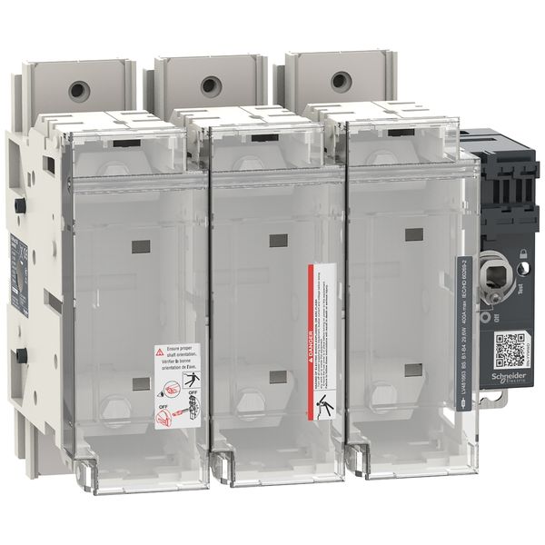 Switch disconnector fuse, FuPact GSB400, 400 A, 3 poles, fuse type BS B1/B2/B3/B4, front and right side control image 1