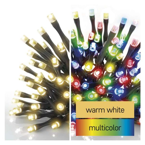 LED Christmas chain 2-in-1, 10 m, outdoor and indoor, warm white/multicolour, programmes image 1