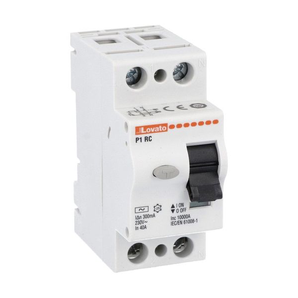 Residual current operated circuit breaker, 2 modules, 2P - type AC, 40A, 300mA image 1