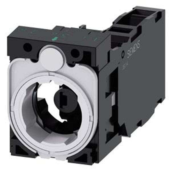 Holder for 3 modules, 1 NO + 1 NC, LED module, amber, 6-24 V AC/DC image 1