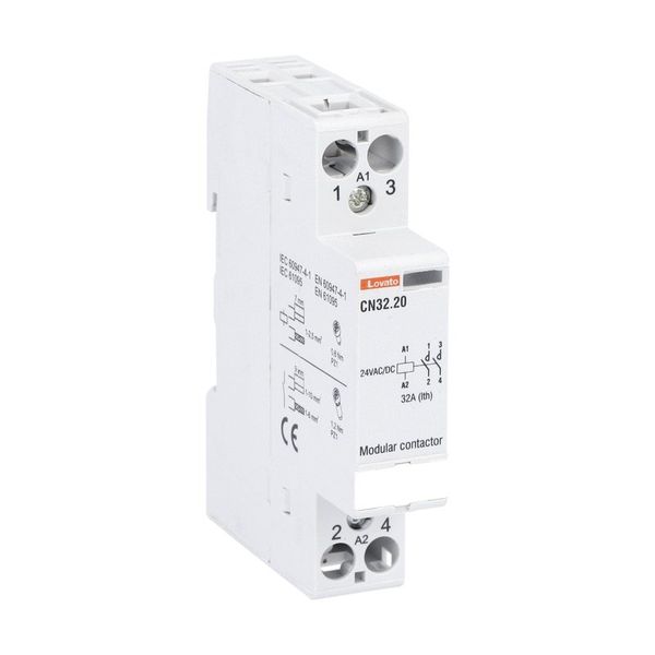 Modular contactor, one or two-pole, 32A AC1, 24VAC/DC (2NO) image 1