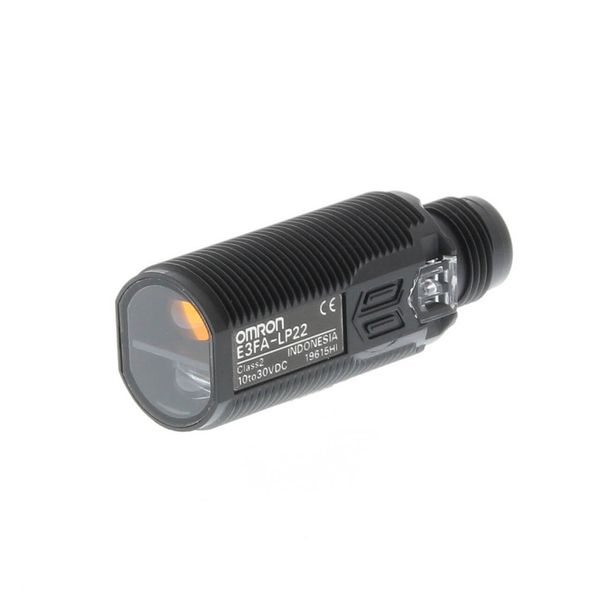 Photoelectric sensor, M18 threaded barrel, plastic, red LED, backgroun E3FA2018A image 1