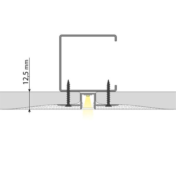 Aluminum profile AG for plasterboard, 53x14mm, black diffusion, 2m image 1