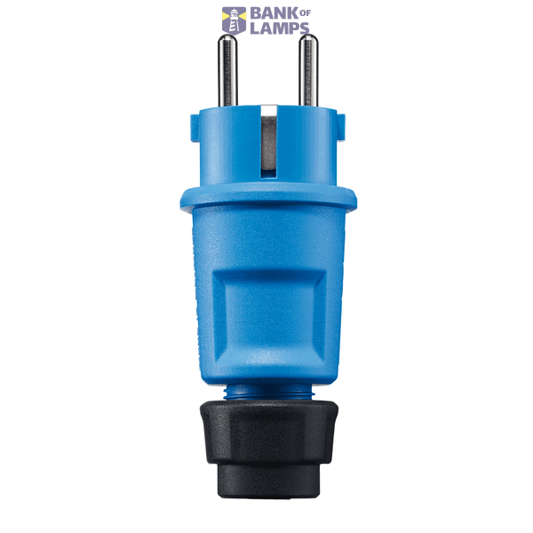 SCHUKO plug, blue, Elamid high performance plastic, 2 earthing systems, IP44 image 1