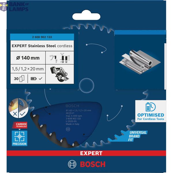 Expert for Stainless Steel Circular Saw Blade for Cordless Saws 140x1.5/1.2x20 T30 image 2