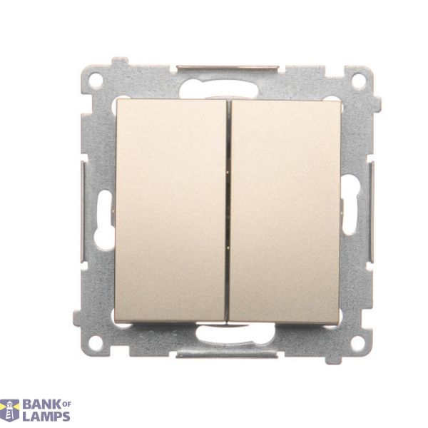 Two gang switch, (module), 16AX, Screw, Gold matt, metalic image 1