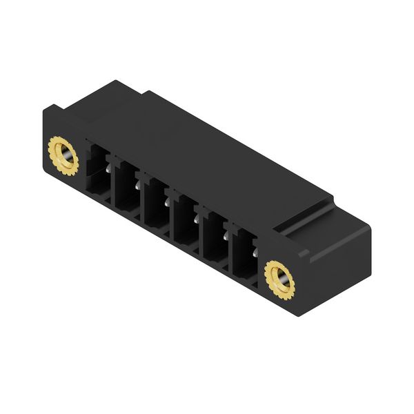 PCB plug-in connector, male header, Flange, THT solder connection, 3.81 mm, Number of poles: 6, 90°, Solder pin length (l): 3.2 mm, tinned, black, Box image 3