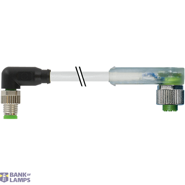M8 male 90° / M12 female 90° A-cod. LED PUR 3x0.25 gy 0.8m image 1