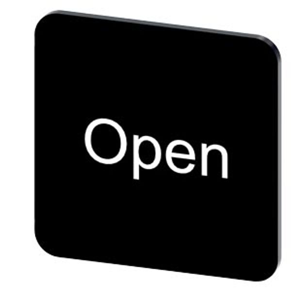 Labeling plate 22 x 22 mm, label black, labeling: Open image 1