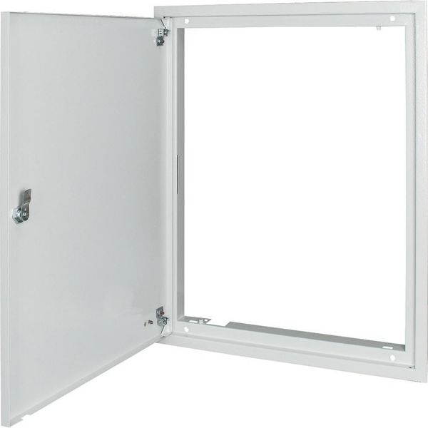 BP-U-3S-600/4-P-W Flush-mounting trim ring with sheet steel door and locking rotary lever for 3-component system, W = 600 mm, H = 460 mm, white image 2
