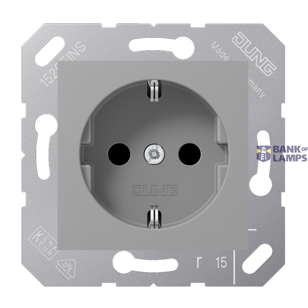 SCHUKO socket, 16 A 250 V ~, Duroplast, 50 x 50 mm, grey image 1