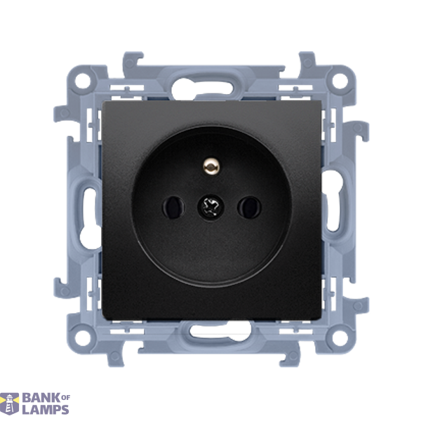 Single socket outlet with earthing, 16A, black matt image 1