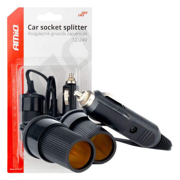 12V 24V car lighter socket splitter AMIO-03801 image 1