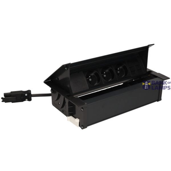 Mediaport Cover: 3x250V E type + 2xRJ45 plate, Wieland quick connectorц; black image 1
