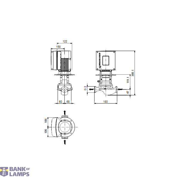 In-line circulator pump TPE 32-90/2 A-O-A-BQQE 0.37 kW 1X230 50HZ HR image 3