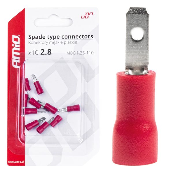 Spade type connectors 3.8mm 0.5-1.5mm2 10A 10 pcs image 1