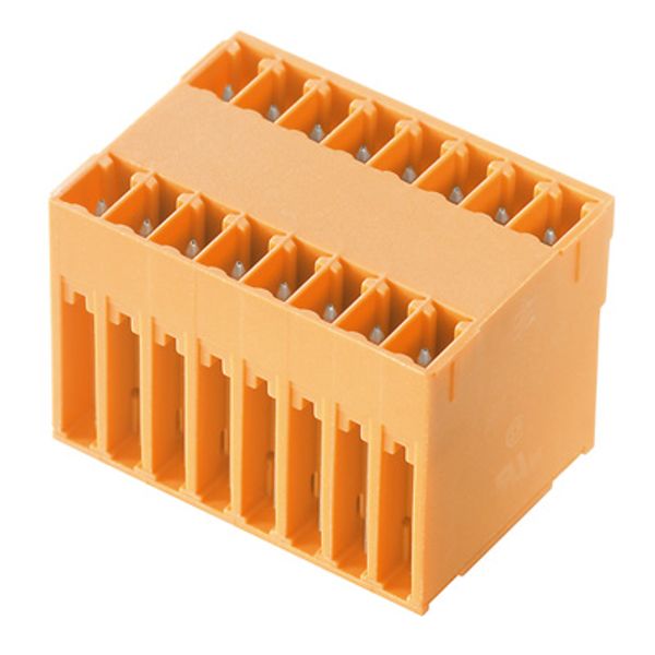PCB plug-in connector, male header, closed side, THT solder connection, 3.81 mm, Number of poles: 6, 180°, Solder pin length (l): 3.2 mm, tinned, orange, Box image 1