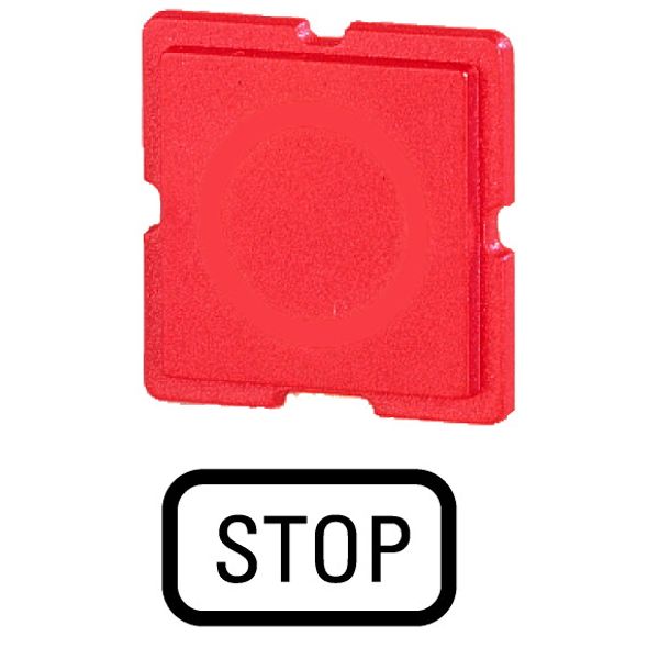 110TQ25 Button plate, red, STOP image 1