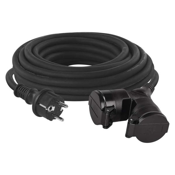 Extension Cord 15 m / 2 sockets / black / rubber / 230 V / 1.5 mm2 image 1