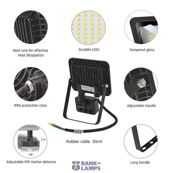 NOCTIS LUX 2 SMD 230V 20W IP44 WW black with sensor image 12