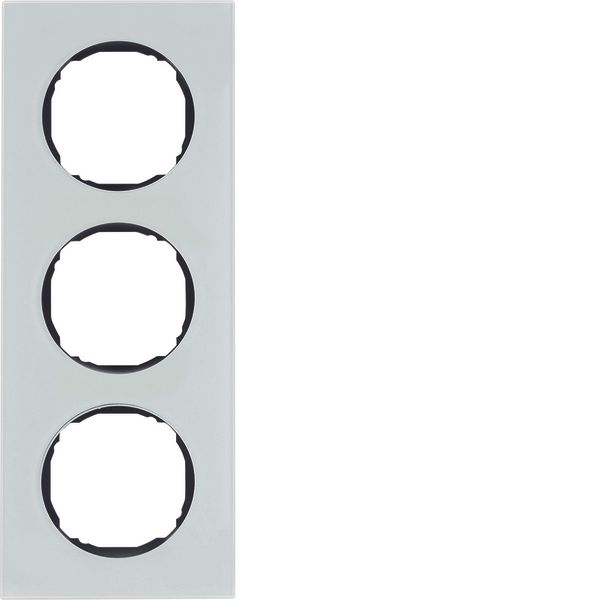 Frame 3gang, flat, R.8, glass polar white image 1