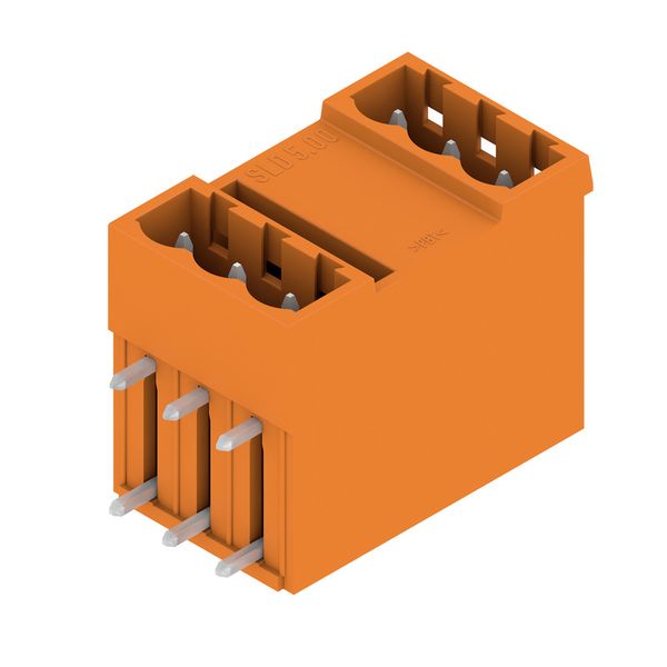 PCB plug-in connector, male header, closed side, THT solder connection, 5.00 mm, Number of poles: 6, 90°, Solder pin length (l): 3.2 mm, tinned, orange, Box image 3