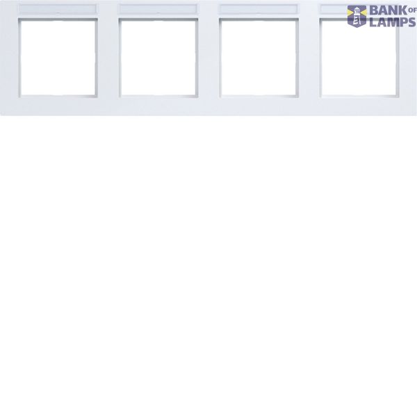 Cover frame 4-way horizontal, text field, A.1, light white glossy image 1