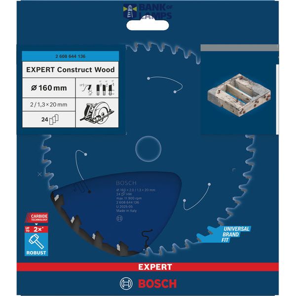 Circular saw blade Expert for Construct Wood 160 x 20 x 2,0 mm, 24 image 3