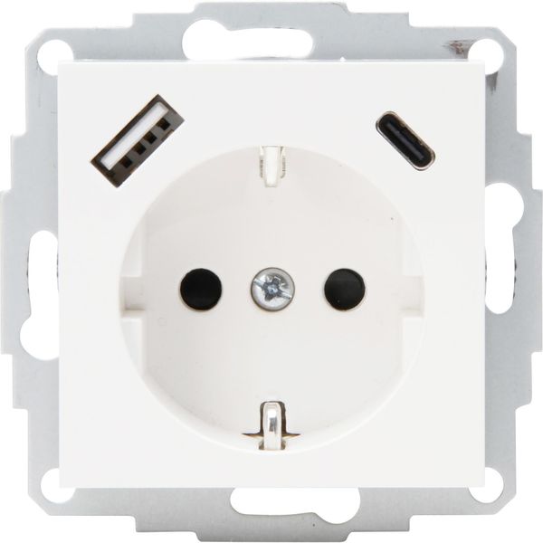 Socket outlet, 1-fold, 2xUSB A/C HK07 arctic white matt image 1
