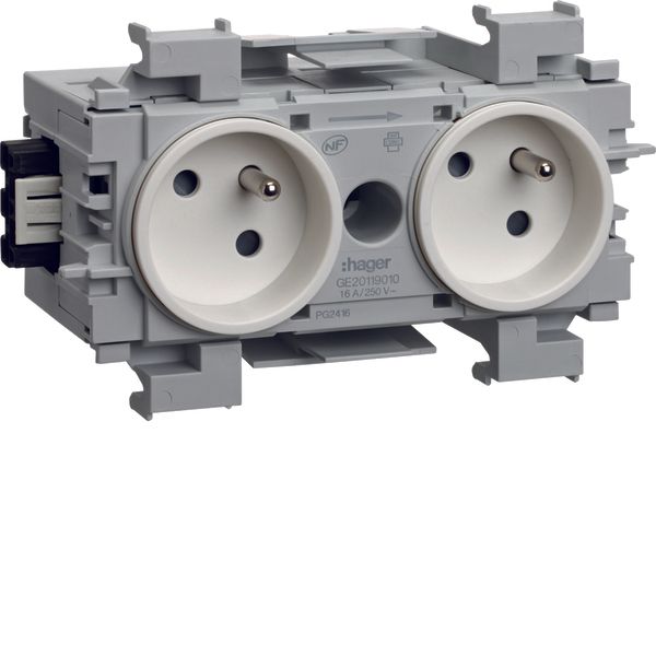 Socket-outlet with earthpin 2-gang Wago plug/clamp techn. f-mounted tr image 1