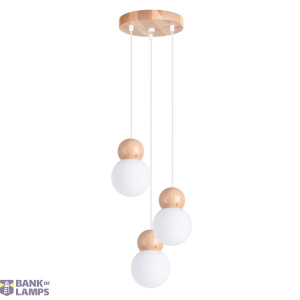Pendant lamp PEKKA 3P white/natural wood image 1