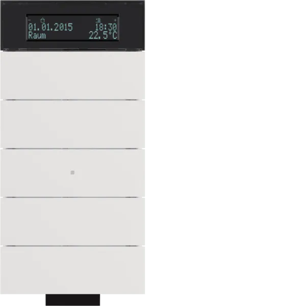 Sensor, push-button IR, 5-fold with room. with thermostat and display, B.IQ, white, mat image 1